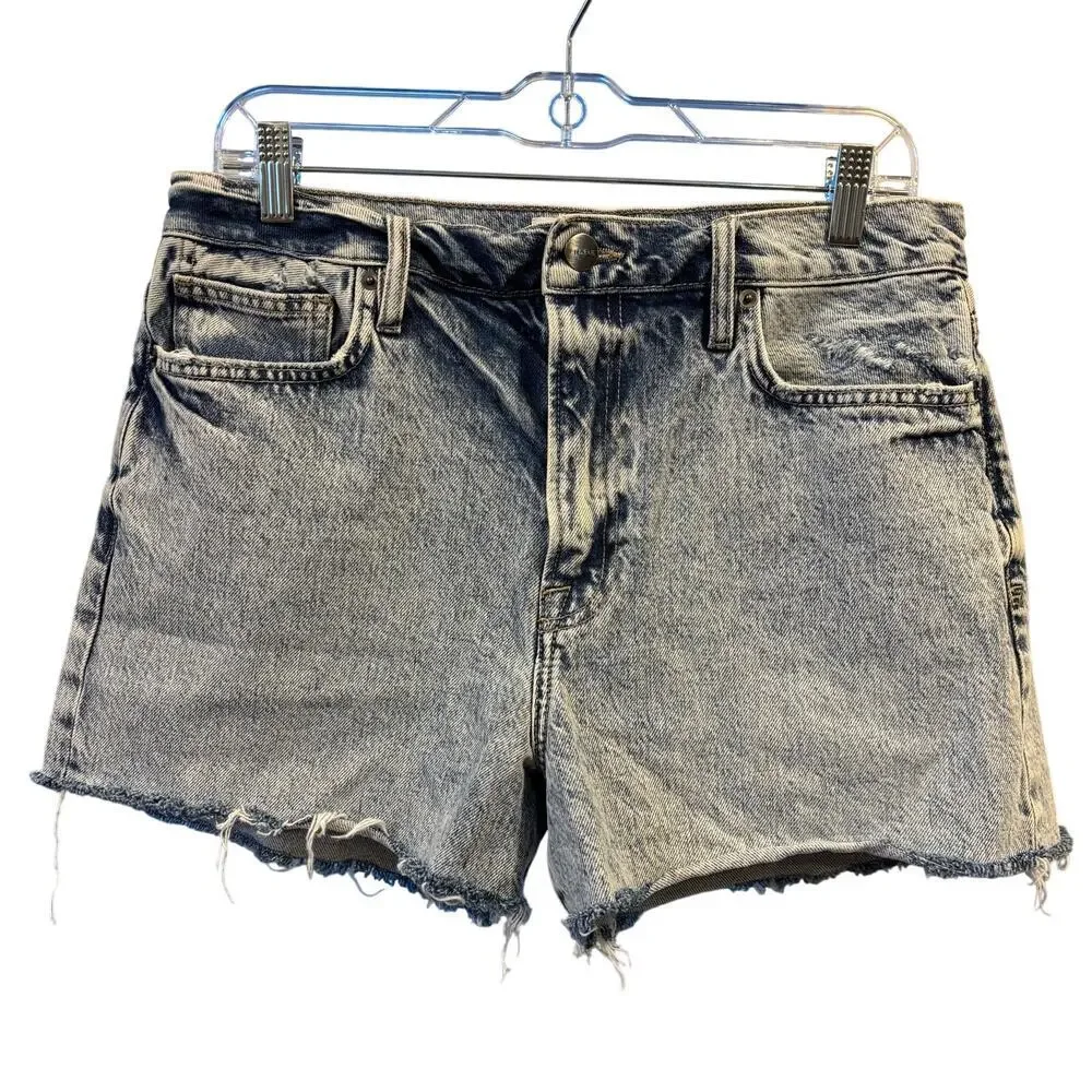 FRAME Le Simone High Rise Cut-Off Denim Shorts Acid Wash Raw Hem Size 29 Retro - Picture 2 of 8